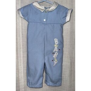 Vintage Disney Winnie The Pooh Made In USA Perma Prest Newborn Baby Blue Outfit